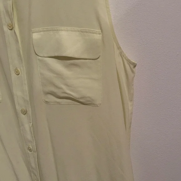Equipment Light Yellow Slim Signature Sleeveless Shirt - Picture 5 of 7